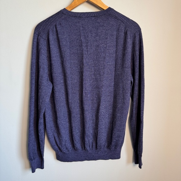 Britches Mens Merino Wool Blend Long Sleeve Textured Front Sweater Purple Large - Picture 6 of 13